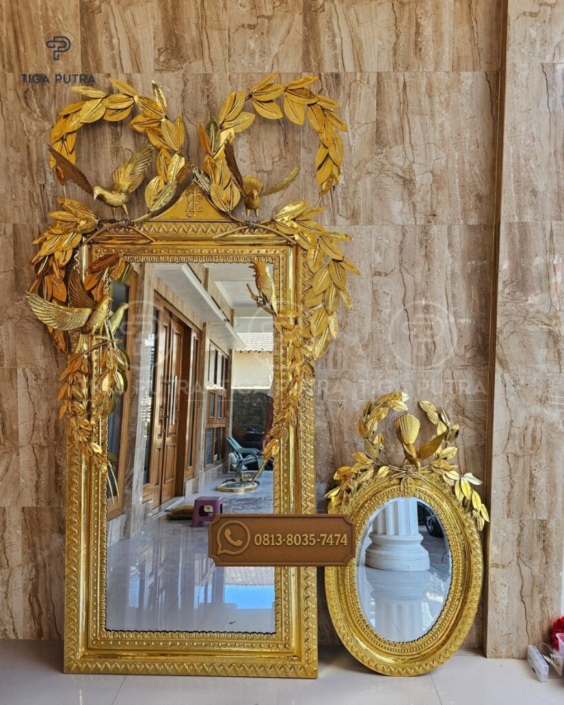 Desain cermin mewah bagus bisa custom dari kuningan dan tembaga