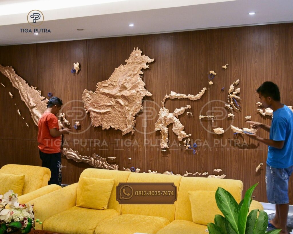 WALLDECOR PETA INDONESIA TEMBAGA